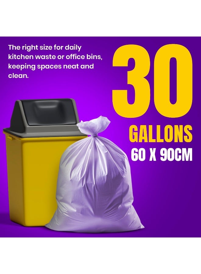 Silver Pot أكياس قمامة برائحة اللافندر سعة 30 جالون من سيلفر بوت، عبوة من 90، أكياس قمامة متوسطة، 65 سم × 95 سم، أكياس نفايات قوية للغاية ومقاومة للتسرب للاستخدام المنزلي والمكتبي - 3 عبوات من 30 - Image 3